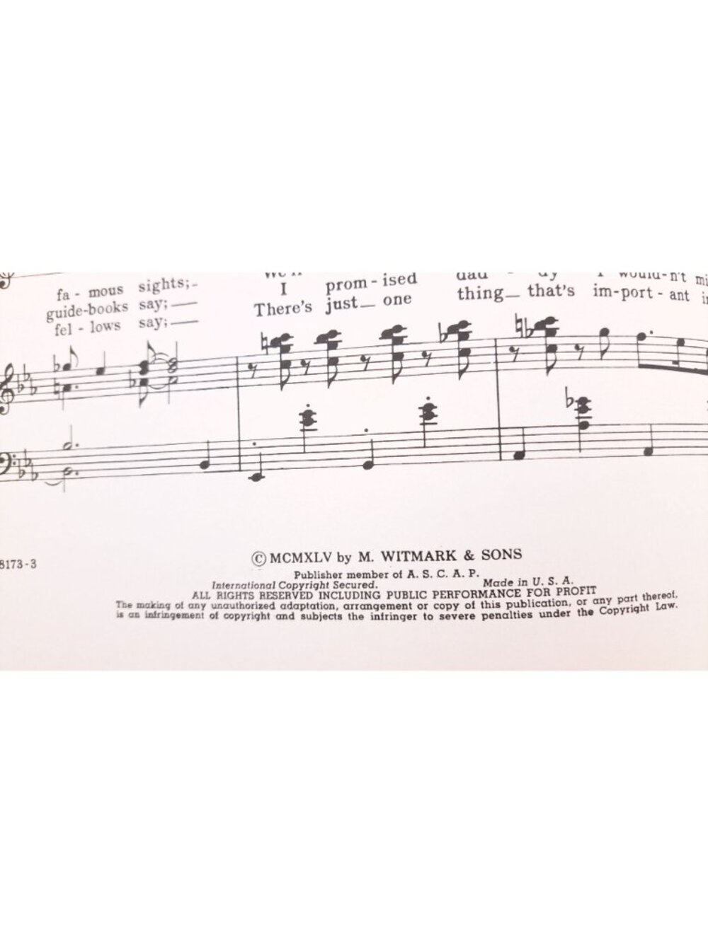 Vintage New York New York Sheet Music On The Town Leonard Bernstein 1945 Comden - Picture 6 of 6